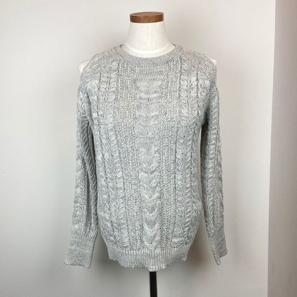 John + Jenn Sweaters - John + Jenn Cold Shoulder Cable Knit Sweater